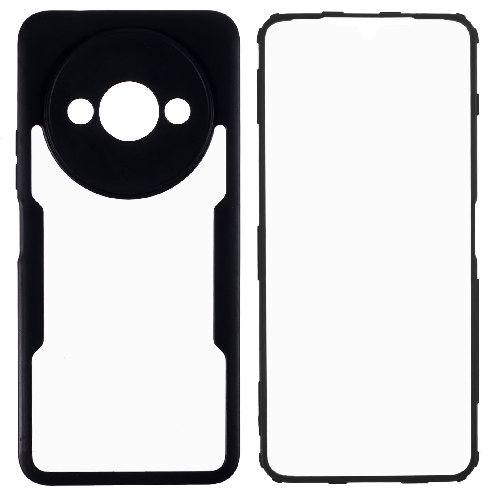 For Xiaomi Redmi A3 / Poco C61 4G Case Shockproof Acrylic + TPU Phone Shell, Built-In PET Screen Protector, Black For Xiaomi Redmi A3 / Poco C61 4G Case Shockproof Acrylic + TPU Phone Shell, Built-In PET Screen Protector, Black